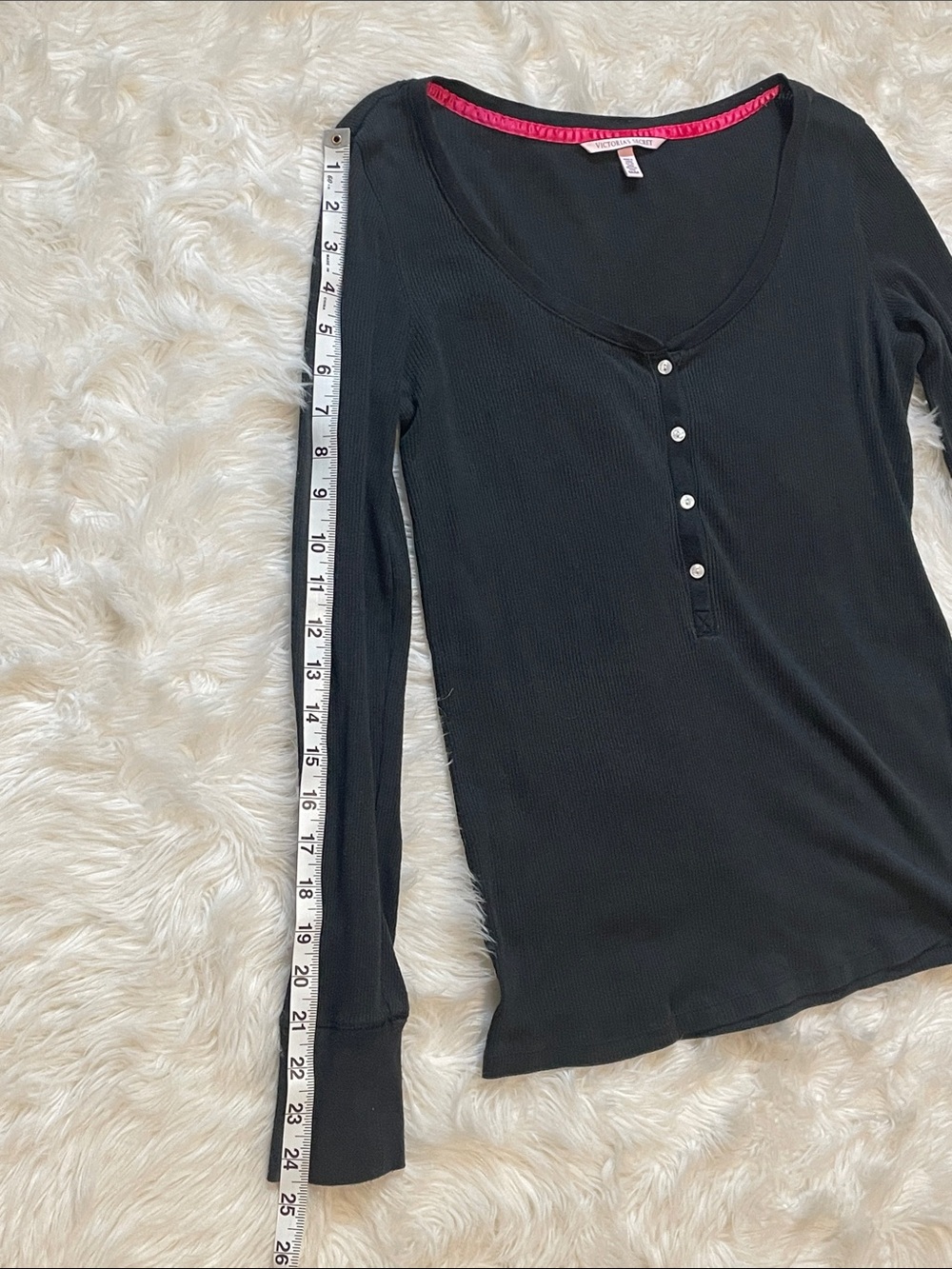 Victoria's Secret Black Long-Sleeve Sleep Henley Medium - Picture 9 of 14